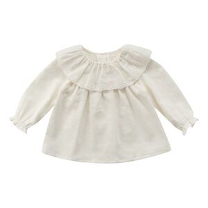 Louisella cream cotton blouse with embroidered collar | Size 12 months